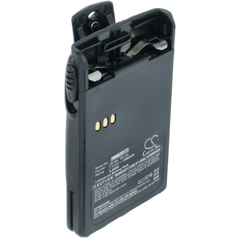 Vhbw - 1x Akku kompatibel mit Midland CT410, CT400, CT210, CT200, CT-32 Funkgerät, Walkie Talkie (1200 mAh, 7,4 v, Li-Ion) + Gürtelclip