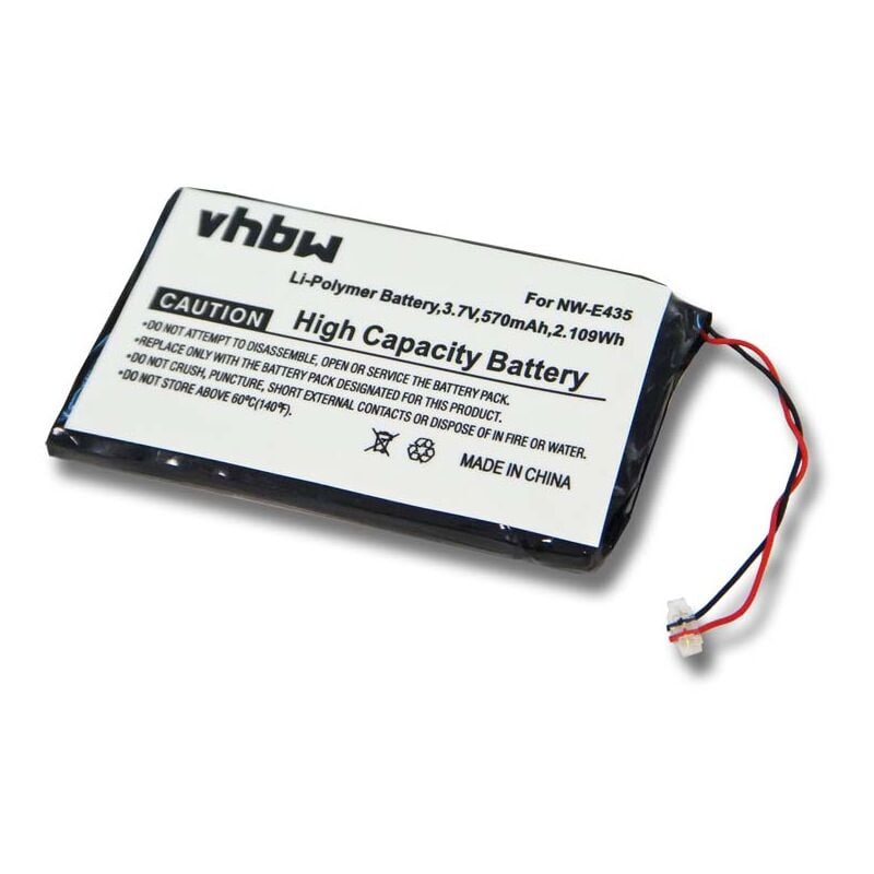 Vhbw - Akku kompatibel mit Sony NWZ-E436F, NW-E435F, NWZ-E436, NW-E435, NWZ-E436FBLK MP3-Player Musik Player (570 mAh, 3,7 v, Li-Polymer)