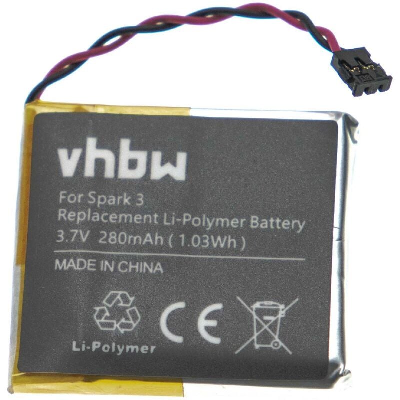 Vhbw - Akku kompatibel mit TomTom Runner 1, 2, 3 Smartwatch Uhr Fitnessarmband (280mAh, 3,7V, Li-Polymer)