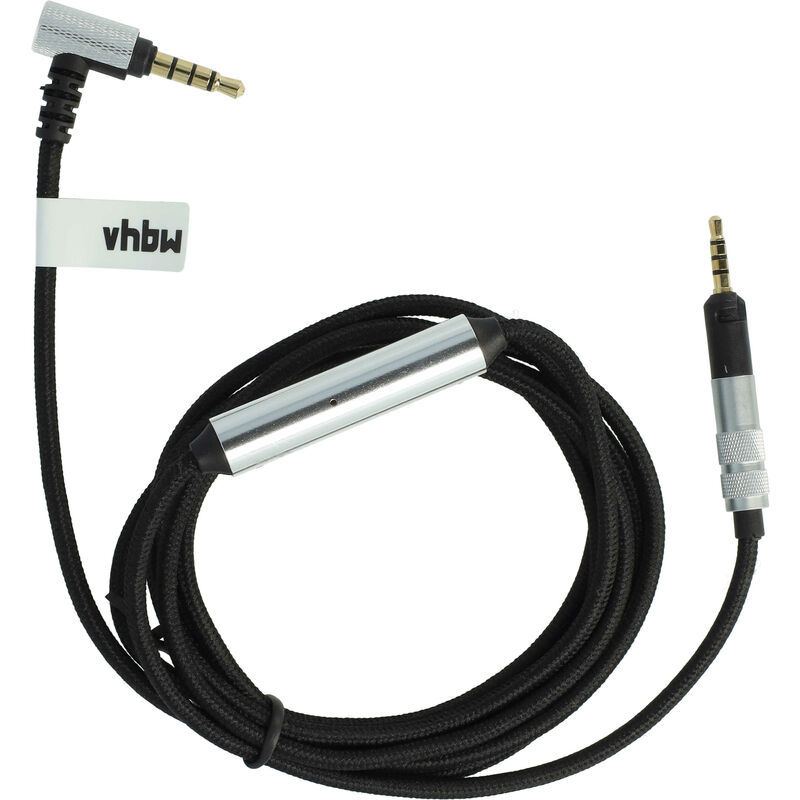 Audio aux Kabel kompatibel mit Bose QC35, QC35 ii, QC25 Kopfhörer - Audiokabel 3,5 mm Klinkenstecker, 150 cm, Schwarz, Silber - Vhbw