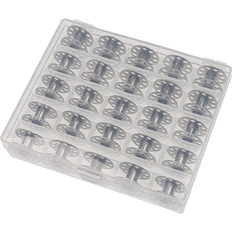 vhbw Aufbewahrungs-Box kompatibel mit Medion Nähmaschinen-Spulen - inkl. Unterfaden-Spulen, Metall