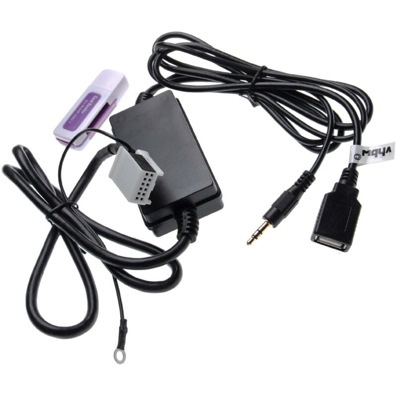 Aux usb Audio Adapter Kabel kfz Radio kompatibel mit Audi bns 5.0, Chorus 2+/3, Concert 2+/3, Navigation Plus 3, rns-e Auto, Autoradio - Vhbw