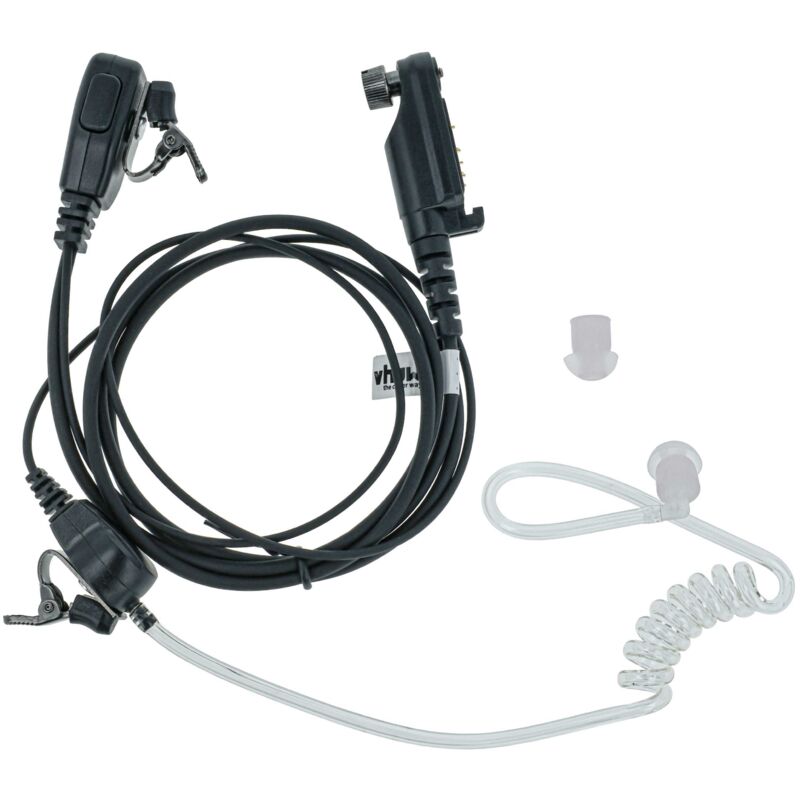 vhbw Headset kompatibel mit HYT/Hytera PD682, PD682G, PD680, X1p, PD685, X1e Funkgerät mit Push-to-Talk Mikrofon - transparent, schwarz