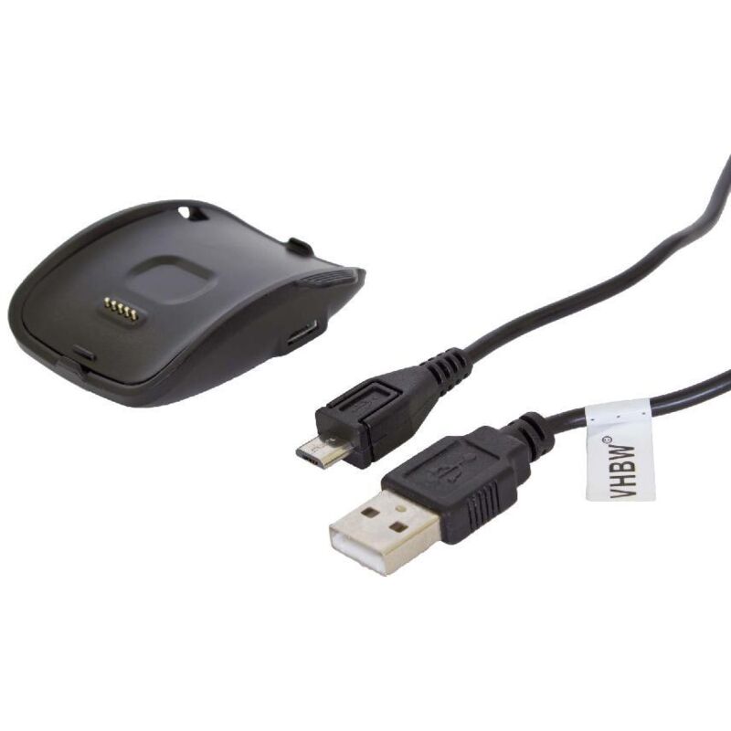 vhbw USB Ladekabel kompatibel mit Samsung Gear S SM-R750 Smartwatch Fitnesstracker - Dockingstation Schwarz, 100 cm