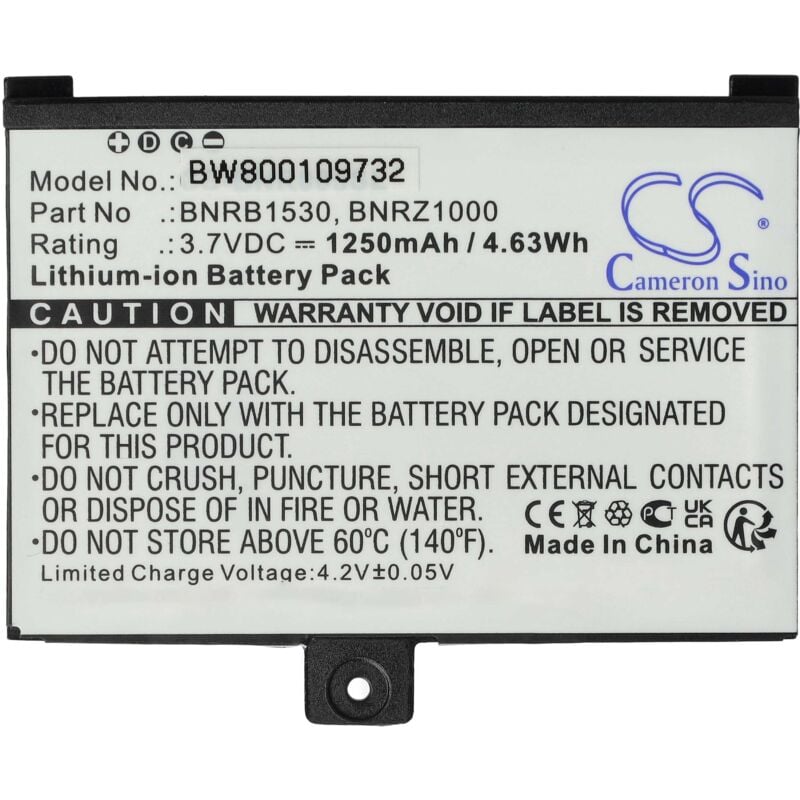 Vhbw - Akku kompatibel mit Barnes & Noble BNRZ100, Nook Classic, Nook, 005, BNRV100 eBook Reader (1250 mAh, 3,7 v, Li-Ion)