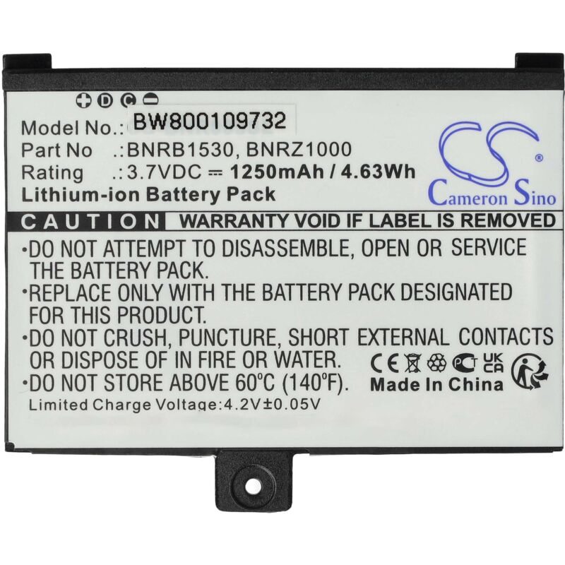 Vhbw - Akku Ersatz für Barnes & Noble BNRB1530-PE, BNRB454261, BNRV100, BNRZ100 für eBook Reader (1250 mAh, 3,7 v, Li-Ion)