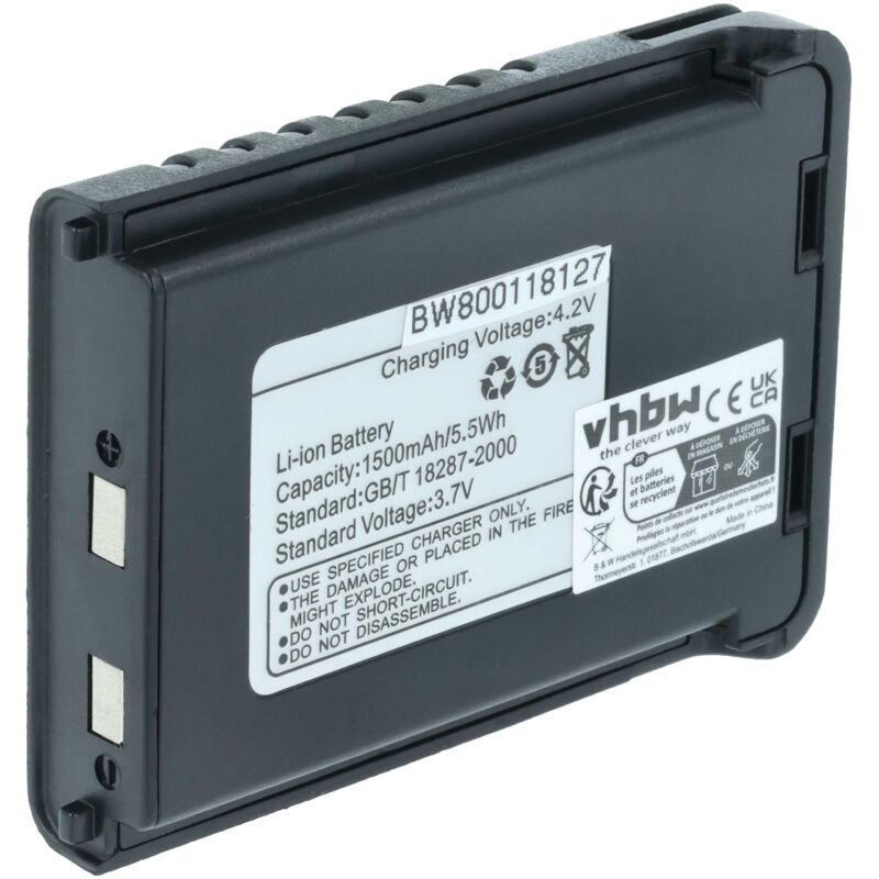 Vhbw - 1x Akku kompatibel mit Baofeng UV-3R Mark ii, UV-3R+, UV-3R Funkgerät, Walkie Talkie (1500 mAh, 3,7 v, Li-Ion)