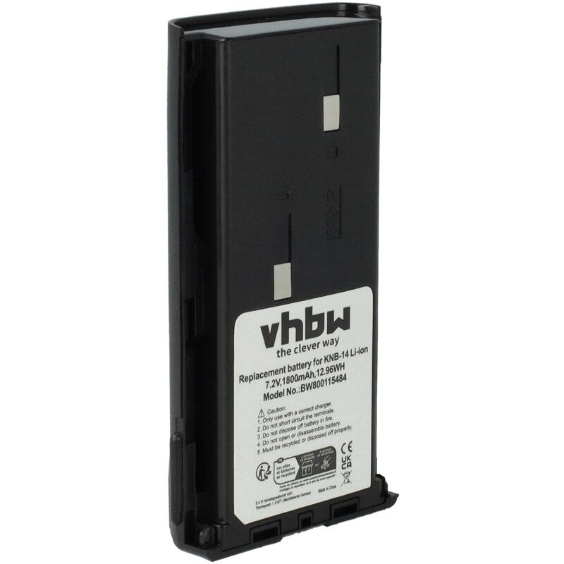 Vhbw - Akku kompatibel mit Kenwood TK-278, TK-278G, TK-278GC, TK-278GM, TK-3100, TK-3101 Funkgerät, Walkie Talkie (1800mAh, 7,4V, Li-Ion)