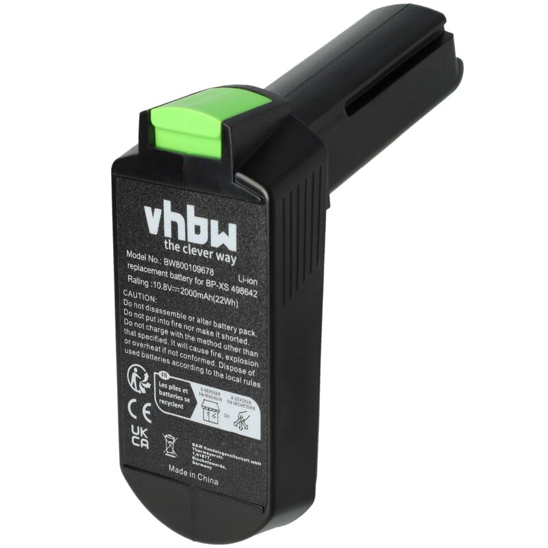 Vhbw - Akku kompatibel mit Festool cxs, cxs 1.3 Li Plus, cxs 1.3 Li Set, cxs 1.5 Li Plus Elektrowerkzeug (2000 mAh, Li-Ion, 10,8 v)