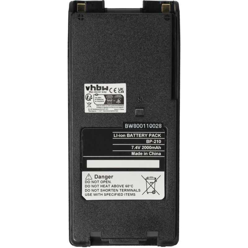 Vhbw - 1x Akku kompatibel mit Icom IC-A24, IC-F11, IC-A6, IC-A6E, IC-A24E Funkgerät, Walkie Talkie (2000 mAh, 7,4 v, Li-Ion) + Gürtelclip