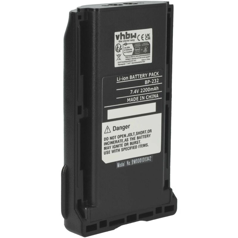 Vhbw - Akku kompatibel mit Icom IC-4011, IC-A14, IC-A14S, IC-F14, IC-F14S, IC-F15, IC-F15S Funkgerät, Walkie Talkie (2200mAh, 7,4V, Li-Ion)
