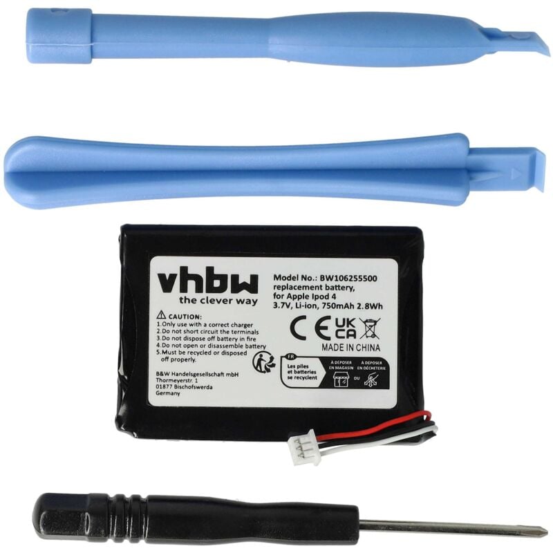 vhbw Akku kompatibel mit Apple iPod Photo 40GB M9585CH/A, 40GB M9585FE/A MP3-Player Musik Player (750 mAh, 3,7 V, Li-Ion)