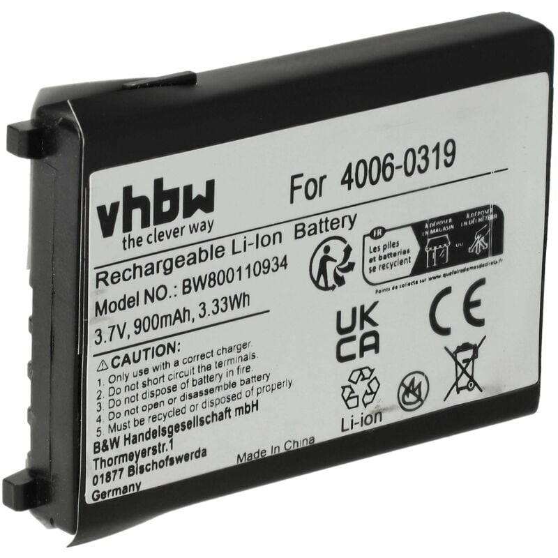Vhbw - Akku Ersatz für psc 600538, 633808121235, 4006-0319, 191-908304-200 für Barcodescanner pos (900mAh, 3,7V, Li-Ion)