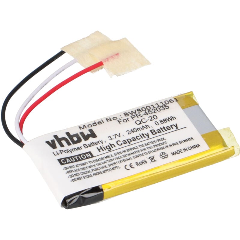 Vhbw - Akku kompatibel mit Bose QuietComfort 20, QC-20, QC20 Wireless Headset Kopfhörer (240mAh, 3,7V, Li-Polymer)