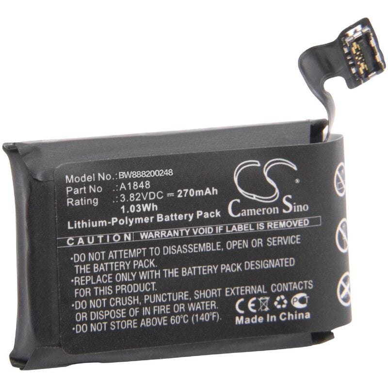 Vhbw - Akku kompatibel mit Apple Watch MQJQ2LL/A, MQJU2LL/A, MQJP2LL/A Smartwatch Uhr Fitnessarmband (270 mAh, 3,82 v, Li-Polymer)