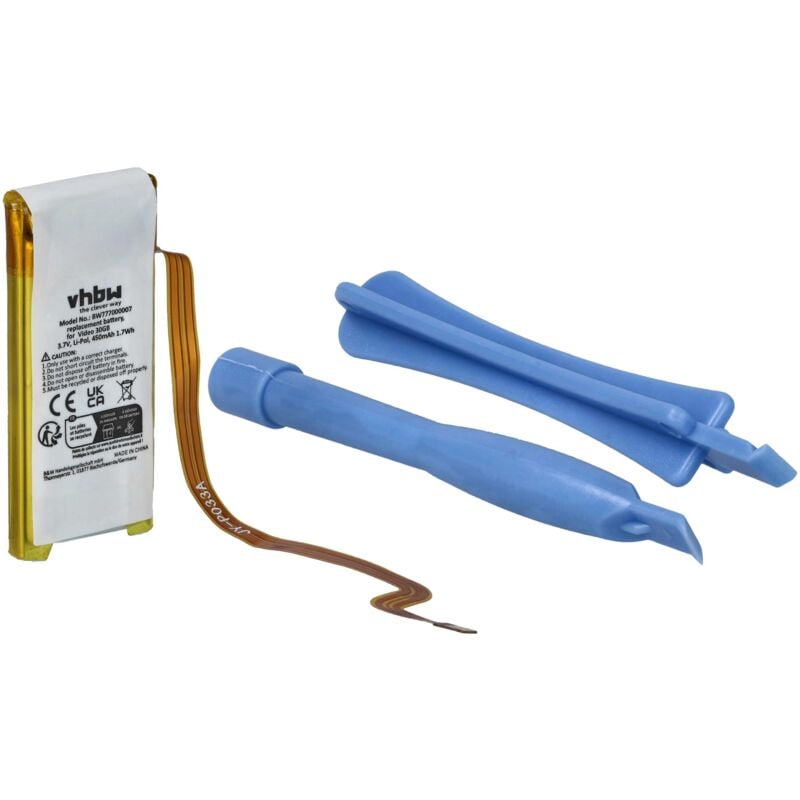 Vhbw - Akku kompatibel mit Apple iPod Classic 6th gen MB029 80GB, Classic 6th gen MB029C80GB MP3-Player Musik Player (450 mAh, 3,7 v, Li-Polymer)