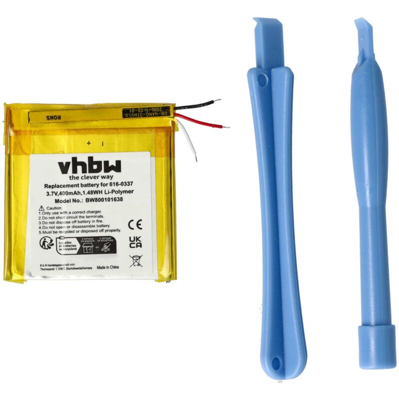 Vhbw - 1x Akku kompatibel mit Apple iPod Nano 3G 4GB, 3G, 3rd 8GB, 3.Generation, 3rd 4GB MP3-Player Musik Player (450 mAh, 3,7 v, Li-Polymer)