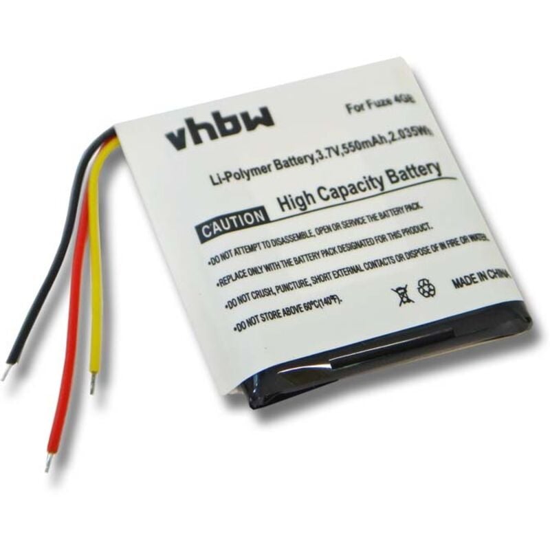 Vhbw - Akku kompatibel mit Sandisk Sansa Fuze 4GB, Fuze 8GB MP3-Player Musik Player (550mAh, 3,7V, Li-Polymer)