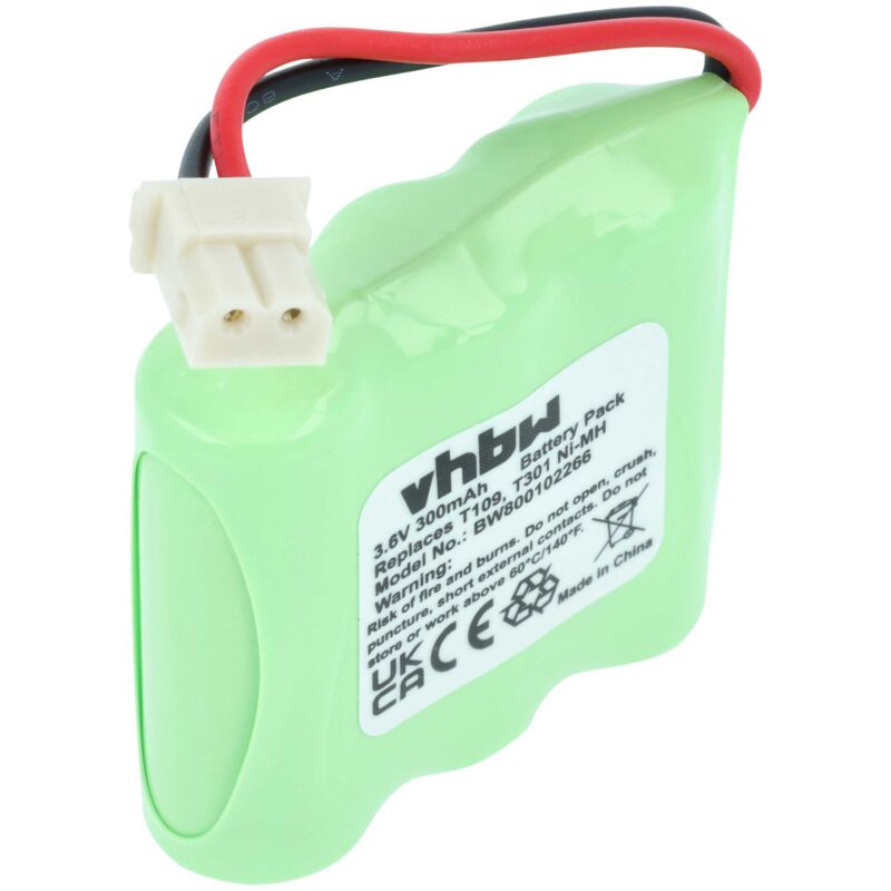 vhbw Akku kompatibel mit Audioline 970, 971G, 971 schnurlos Festnetz Telefon (300 mAh, 3,6 V, NiMH) - Ersatz für T109, T301