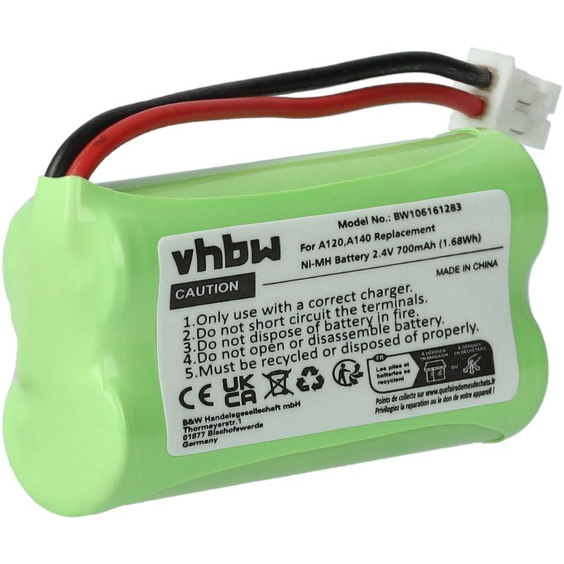 Vhbw - Akku kompatibel mit Siemens Gigaset A12, A14, A16, A24, A26, A345, AL14, AL14H, AS15 schnurlos Festnetz Telefon (700 mAh, 2,4 v, NiMH)