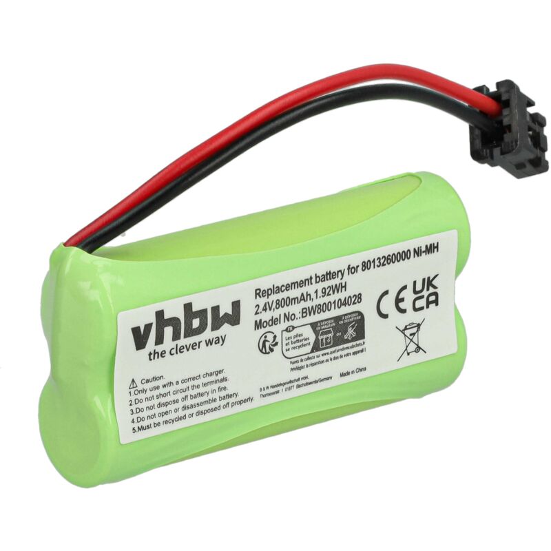 vhbw Akku kompatibel mit DeTeWe BeeTel 900C, 2000C, 2000 schnurlos Festnetz Telefon (800 mAh, 2,4 V, NiMH) - Ersatz für BATT-6010, BT184342