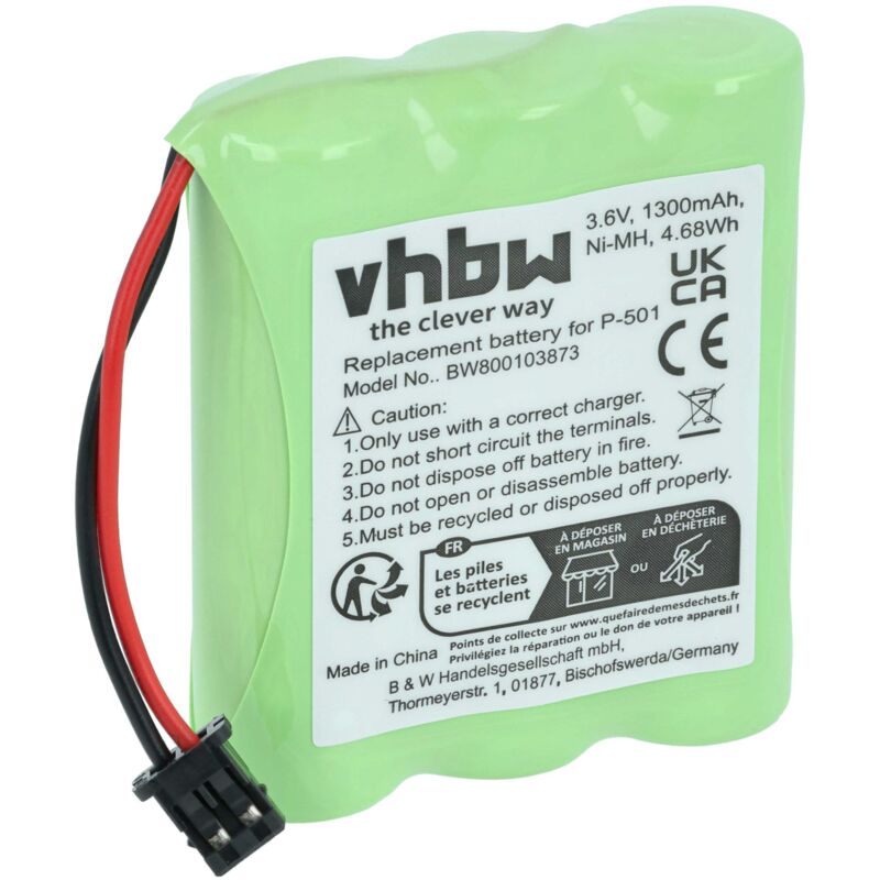 Vhbw - Akku kompatibel mit Cobra GP60AAK3BMS, GP80AAS3BMX schnurlos Festnetz Telefon (1300 mAh, 3,6 v, NiMH)