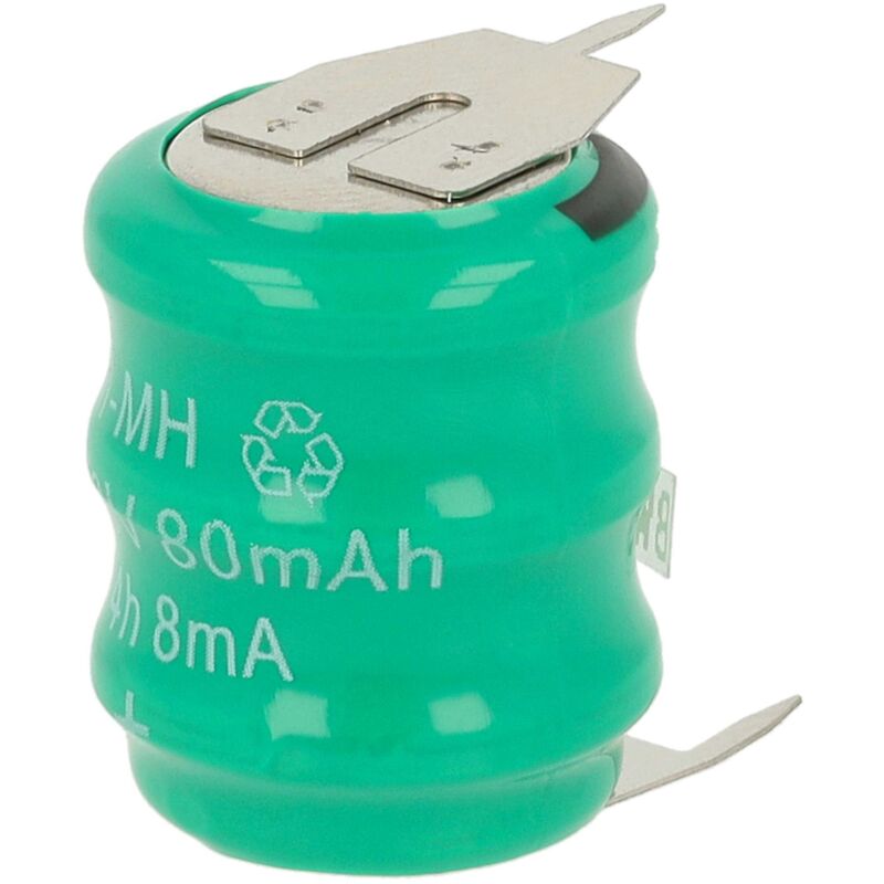 Vhbw - NiMH Ersatz Knopfzellen-Akku Typ V80H 3-Pins 80mAh 3,6V kompatibel mit Modellbau-Akkus, Solar-Leuchten uvm.