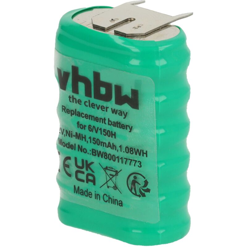 vhbw NiMH Ersatz Knopfzellen-Akku Typ 6/V150H 3-Pins 150mAh 7,2V kompatibel mit Modellbau-Akkus, Solar-Leuchten uvm.
