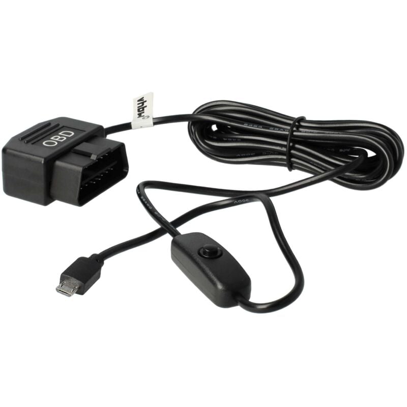 Vhbw - OBD2 Micro-USB Kabel Ladekabel kompatibel mit Dashcam gps Navi Smartphone 3,5m