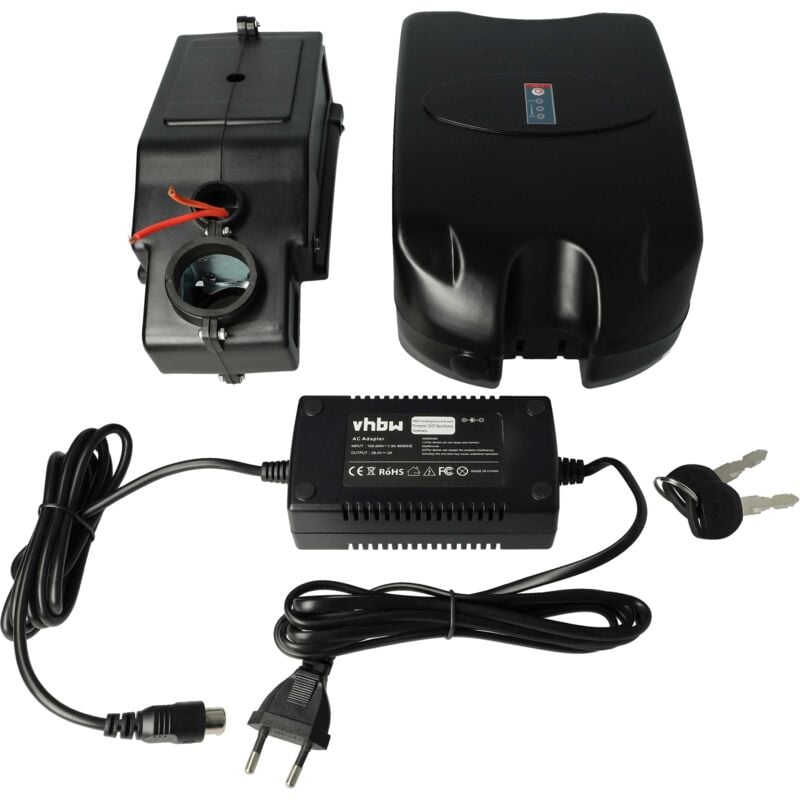 Sattelrohrakku im Frosch-Design + Halterung inkl. Ladegerät Ersatz für 24V Akku im Design Frosch für E-Bikes (10,4 Ah, 24 v, Li-Ion) - Vhbw