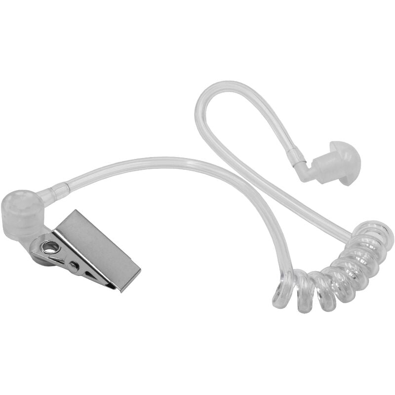 Vhbw - Security Schallschlauch Ohrhörer für alle gängigen Security-Headsets mit abgesetztem Akustik-Schallwandler - Weiß, Transparent, mit Clip