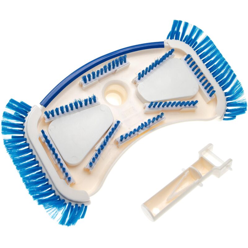 Vhbw - Swimmingpool-Bodensauger zur Anbringung an Poolpumpe, Skimmer - Poolsauger mit 32/38mm Schlauchanschluss, mit Seitenbürsten, weiß / blau