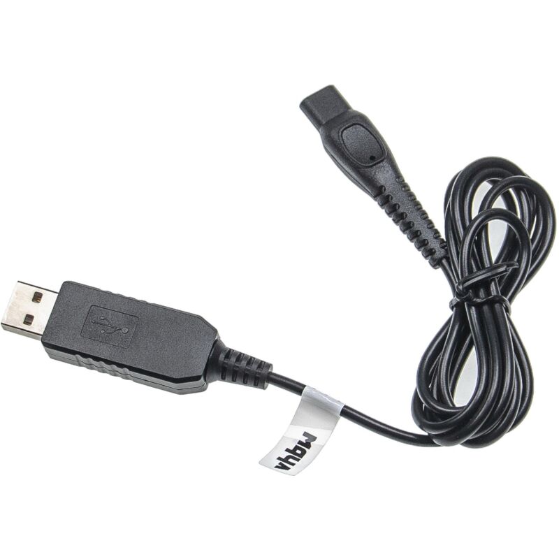 vhbw USB-Ladekabel kompatibel mit Philips Rasierer HQ7160, HQ7165, HQ7180, HQ7200, HQ7240, HQ7290 Rasierer - Netzkabel, 100 cm, Schwarz
