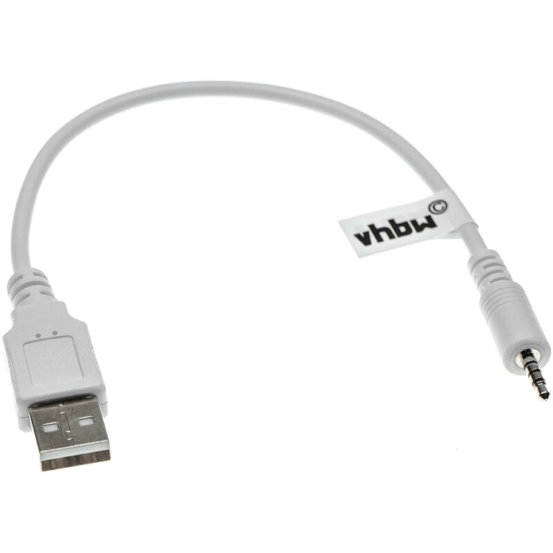 vhbw USB-Ladekabel kompatibel mit JBL Synchros S500, S700 Kopfhörer, weiß, 20.5cm - USB 2.0 Typ A auf 2,5mm Klinkenstecker