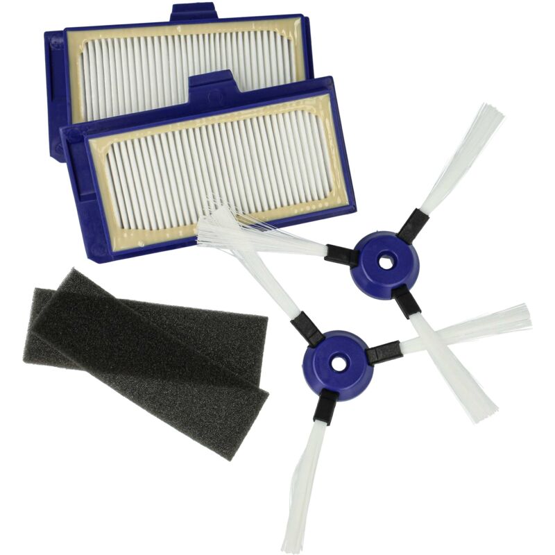 6-tlg. Zubehör-Set kompatibel mit Rowenta Smart Force Extreme Staubsauger-Roboter - Schaumstoff-Filter, HEPA-Filter, Seitenbürsten - Vhbw