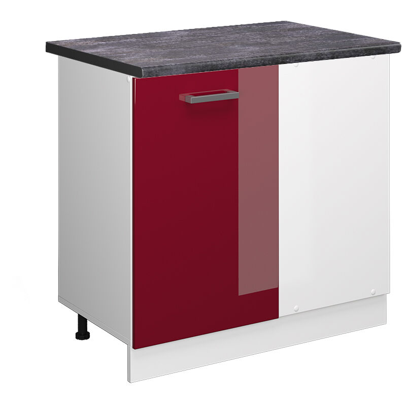 Vicco - Eckunterschrank R-Line, Bordeaux Hochglanz, 86 cm, ap Anthrazit