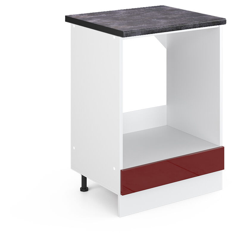 Herdumbauschrank R-Line, Bordeaux Hochglanz, 60 cm , AP Anthrazit, Vicco