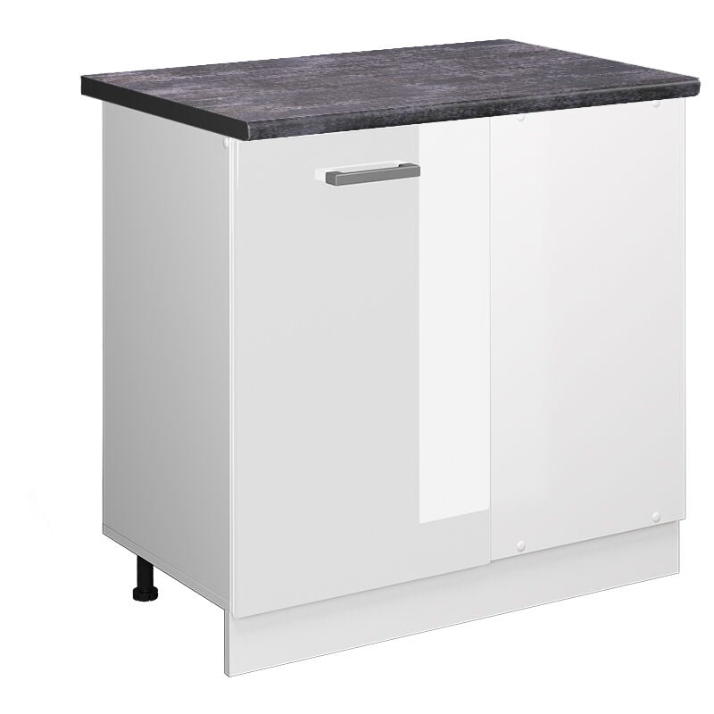 Vicco - Eckunterschrank R-Line, Weiß Hochglanz, 86 cm, ap Anthrazit
