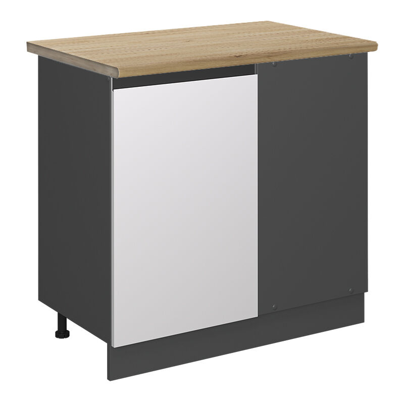 Vicco - Eckunterschrank R-Line, Weiß, 86 cm, ap Eiche