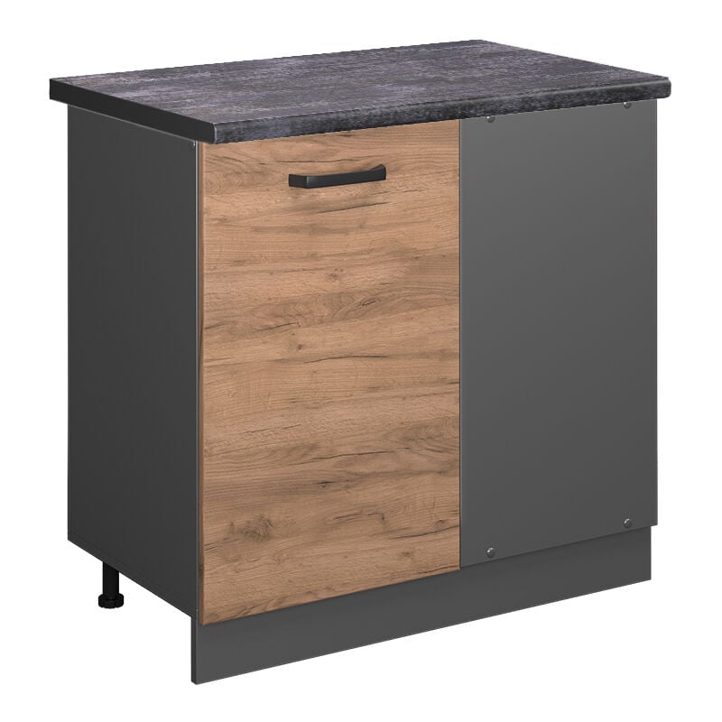 Vicco - Eckunterschrank R-Line, Goldkraft Eiche, 86 cm, ap Anthrazit