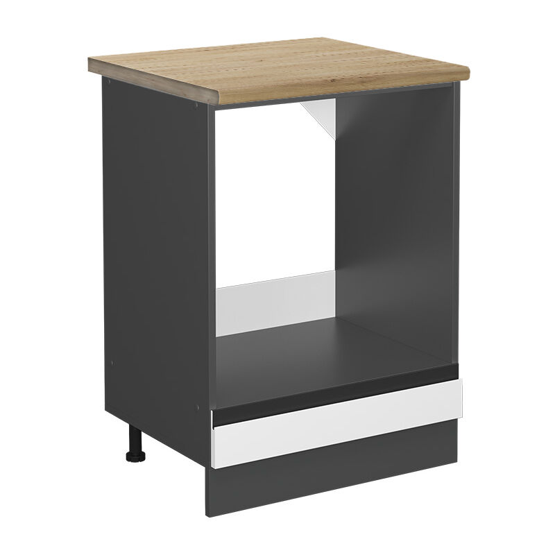 Vicco - Herdumbauschrank R-Line, Weiß, 60 cm , ap Eiche