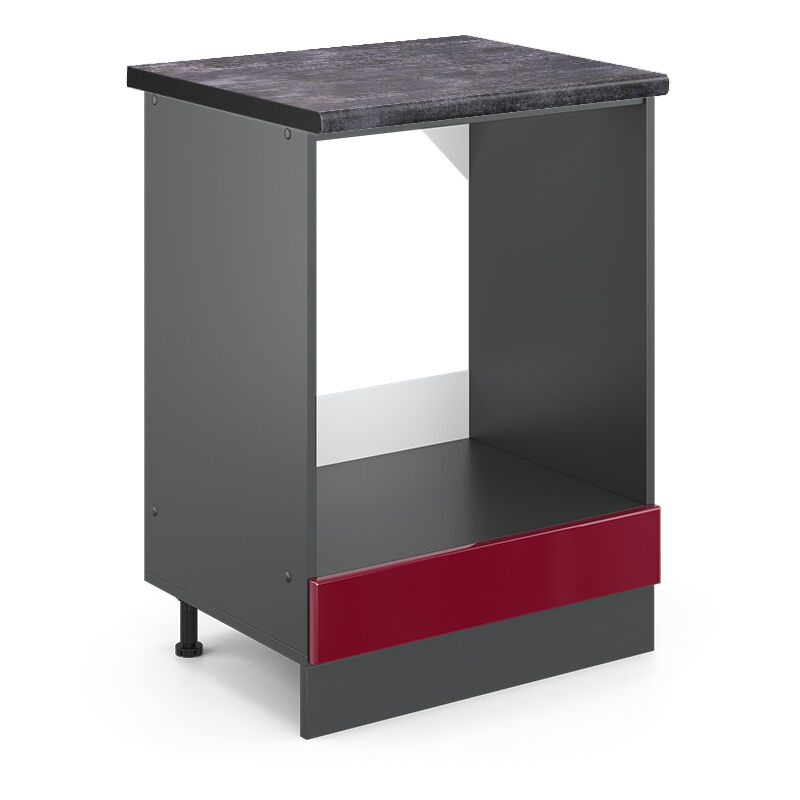 Vicco - Herdumbauschrank R-Line, Bordeaux Hochglanz, 60 cm , ap Anthrazit