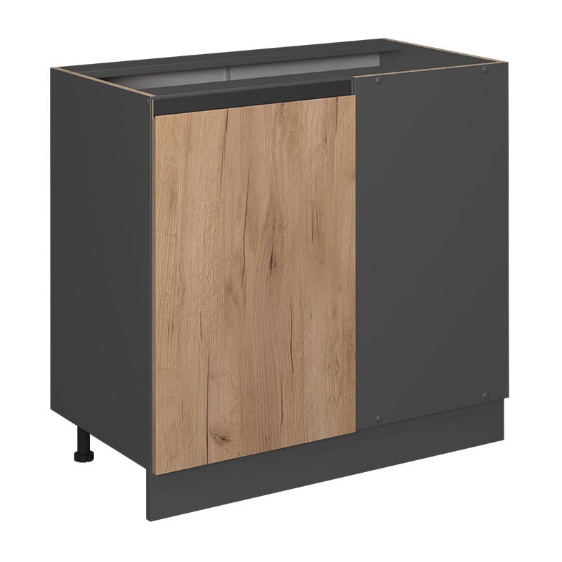 Eckunterschrank R-Line, Goldkraft Eiche, 86 cm J-Shape, ohne Arbeitsplatte Vicco