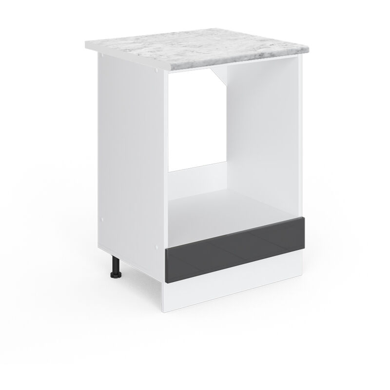 Herdumbauschrank R-Line, Anthrazit Hochglanz, 60 cm , ap Marmor Vicco