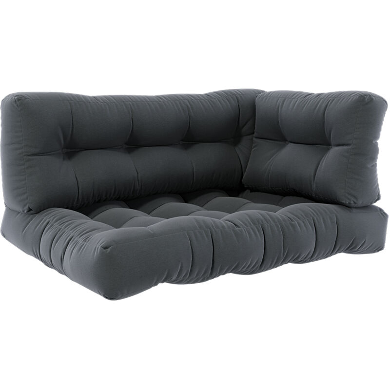 Palettenkissen Set Flocken, Anthrazit, 120 x 80 cm 3 Teile, Vicco