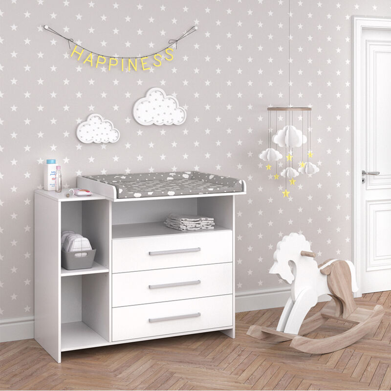 Vicco - Wickelkommode Oskar, Weiß, 113 x 100 cm mit Schubladen