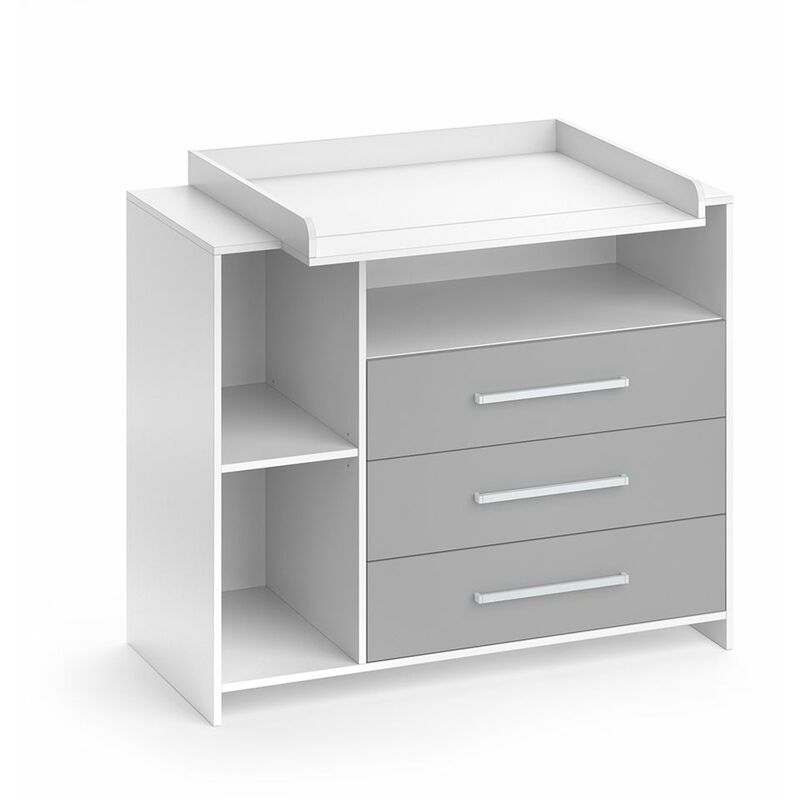 Wickelkommode Oskar, Weiß/Grau, 113 x 100 cm Vicco