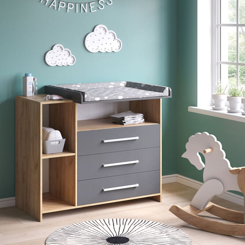 Vicco - Wickelkommode Oskar, Goldkraft Eiche, 113 x 100 cm