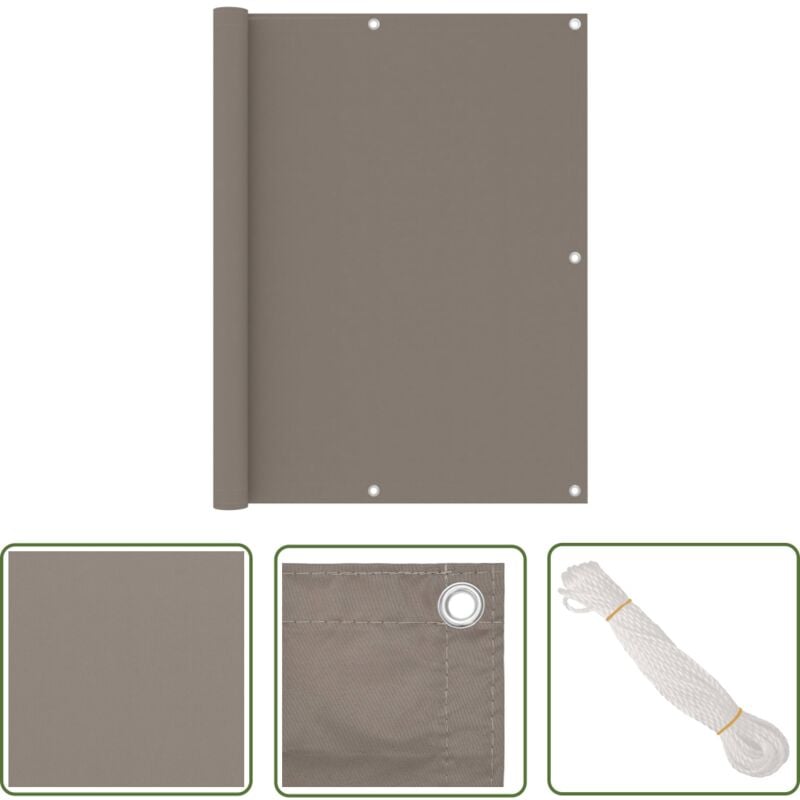 The Living Store Balkon-Sichtschutz Taupe 120x500 cm Oxford-Gewebe - Balkon Sichtschutz - Privatsphäre Balkon - Windschutz Balkon - Wasserabweisender