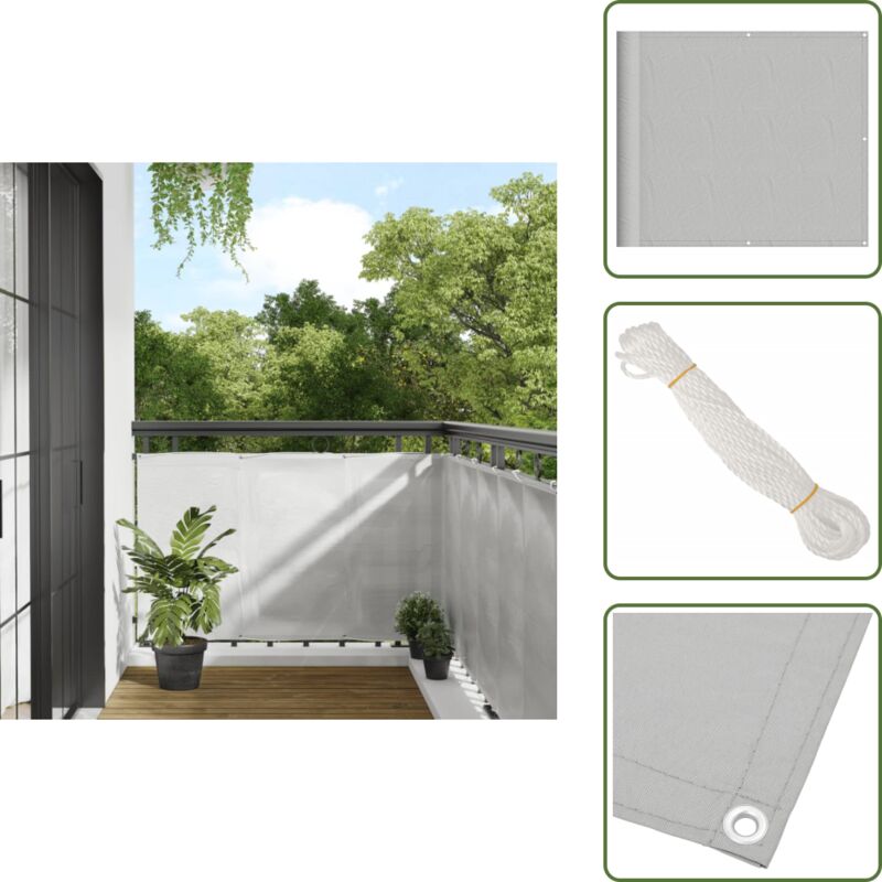The Living Store Balkon-Sichtschutz Hellgrau 90x1000 cm 100 % Polyester-Oxford - Sichtschutz